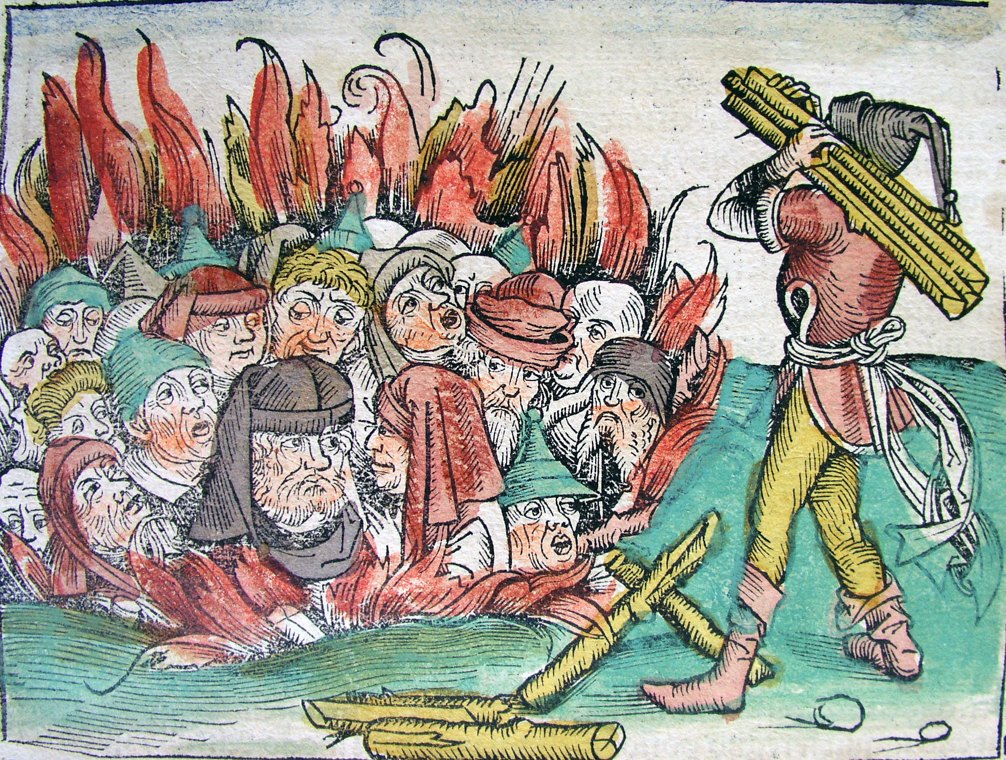 Image depicting jews being burned in a pit
